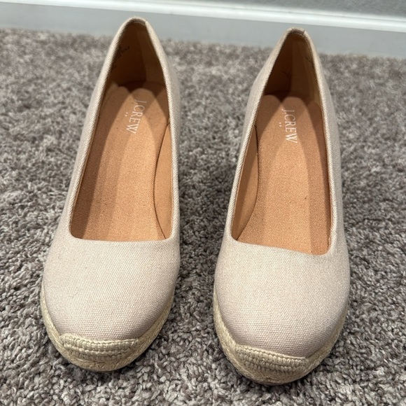 J. Crew Women's Cream wedge shoes size 7 1/2 - Picture 2 of 7